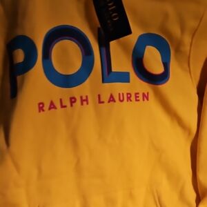 Ralph Lauren Yellow Hoodie with Blue and Pink Logo